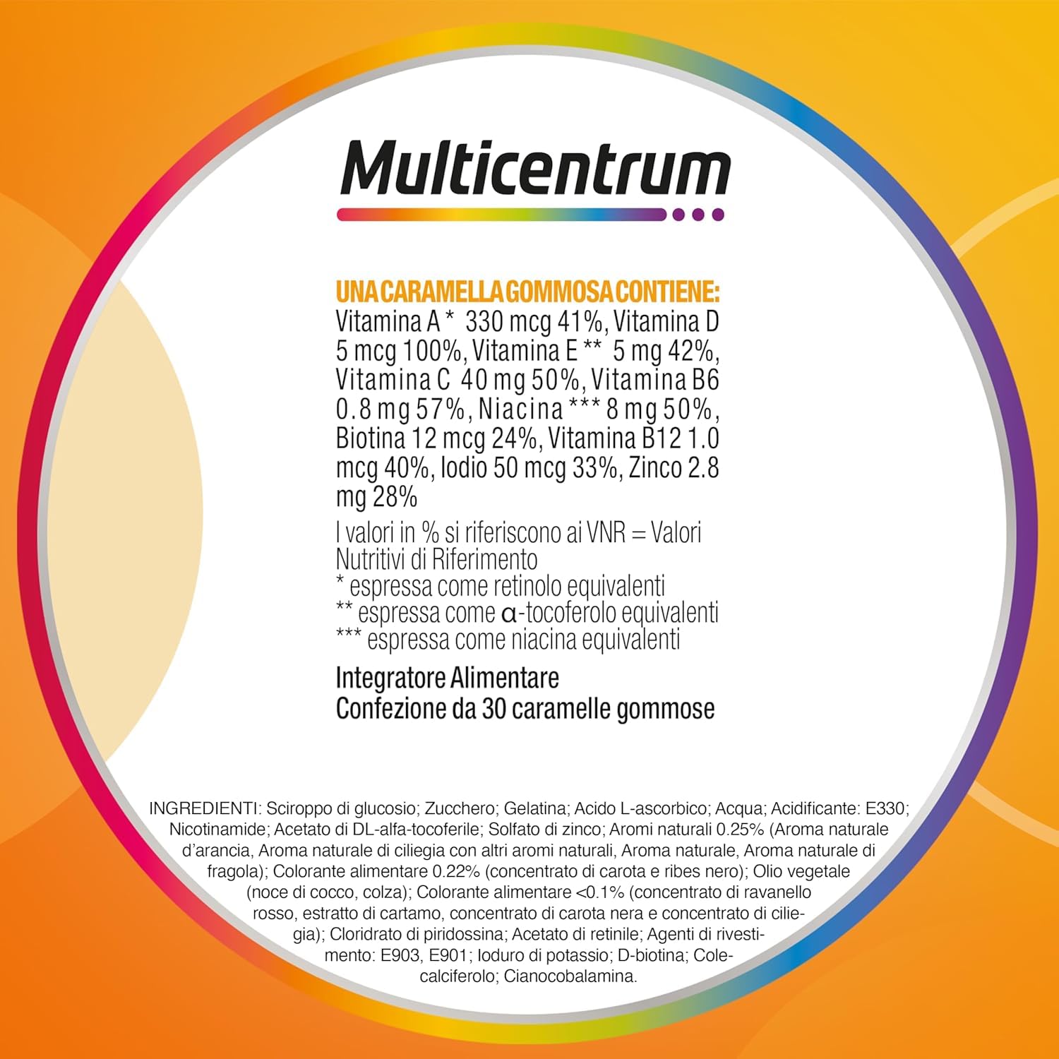 Multicentrum Vitagummy Integratore Alimentare di Vitamine e Minerali Formulato per Bambini 3+, con Vitamina D e Iodio, Gusto Frutta Mista, 60 Caramelle Gommose
