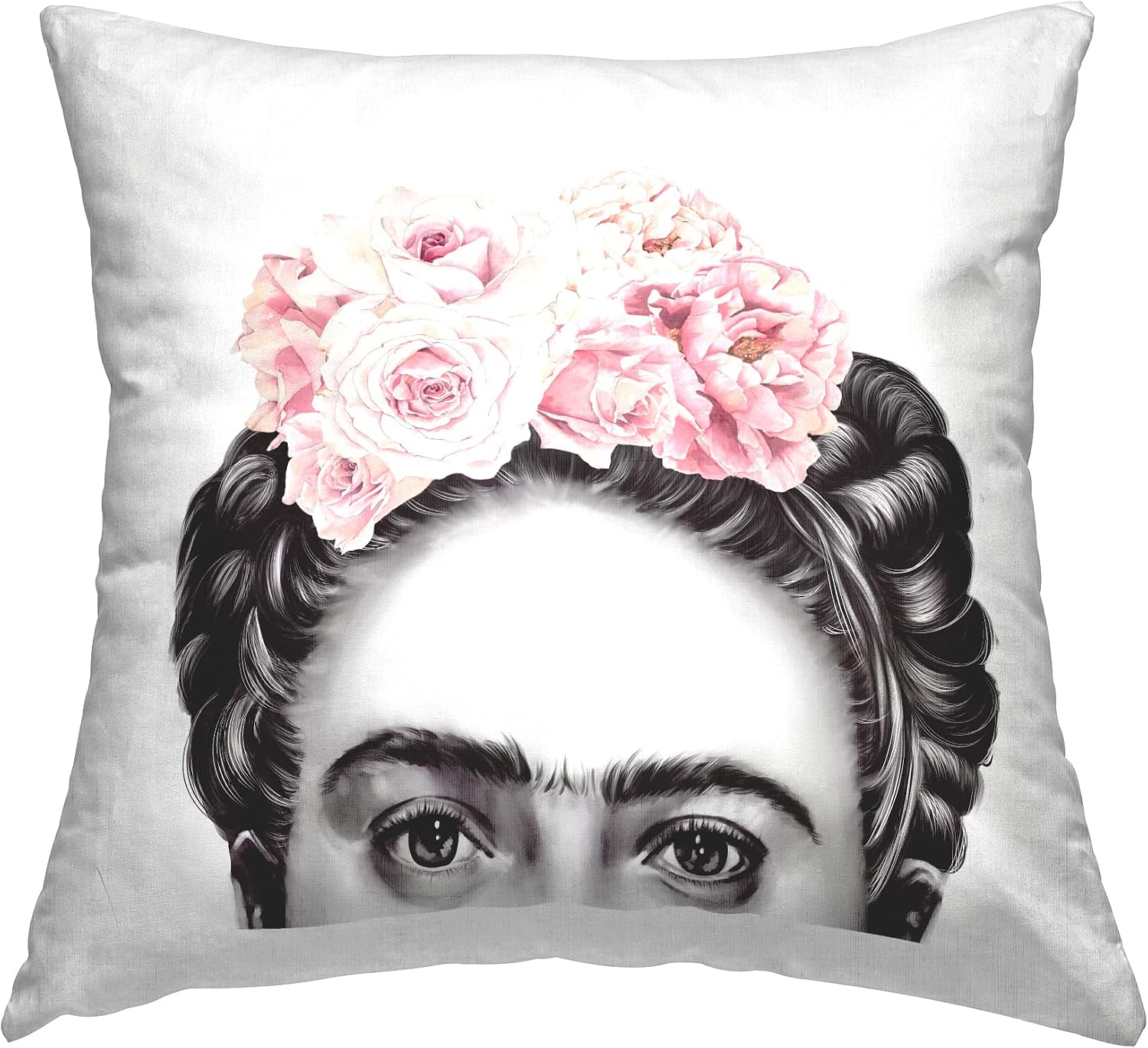 Stupell Industries Frida with Pink Roses Powerful Full Eyed Portrait Design by ROS Ruseva