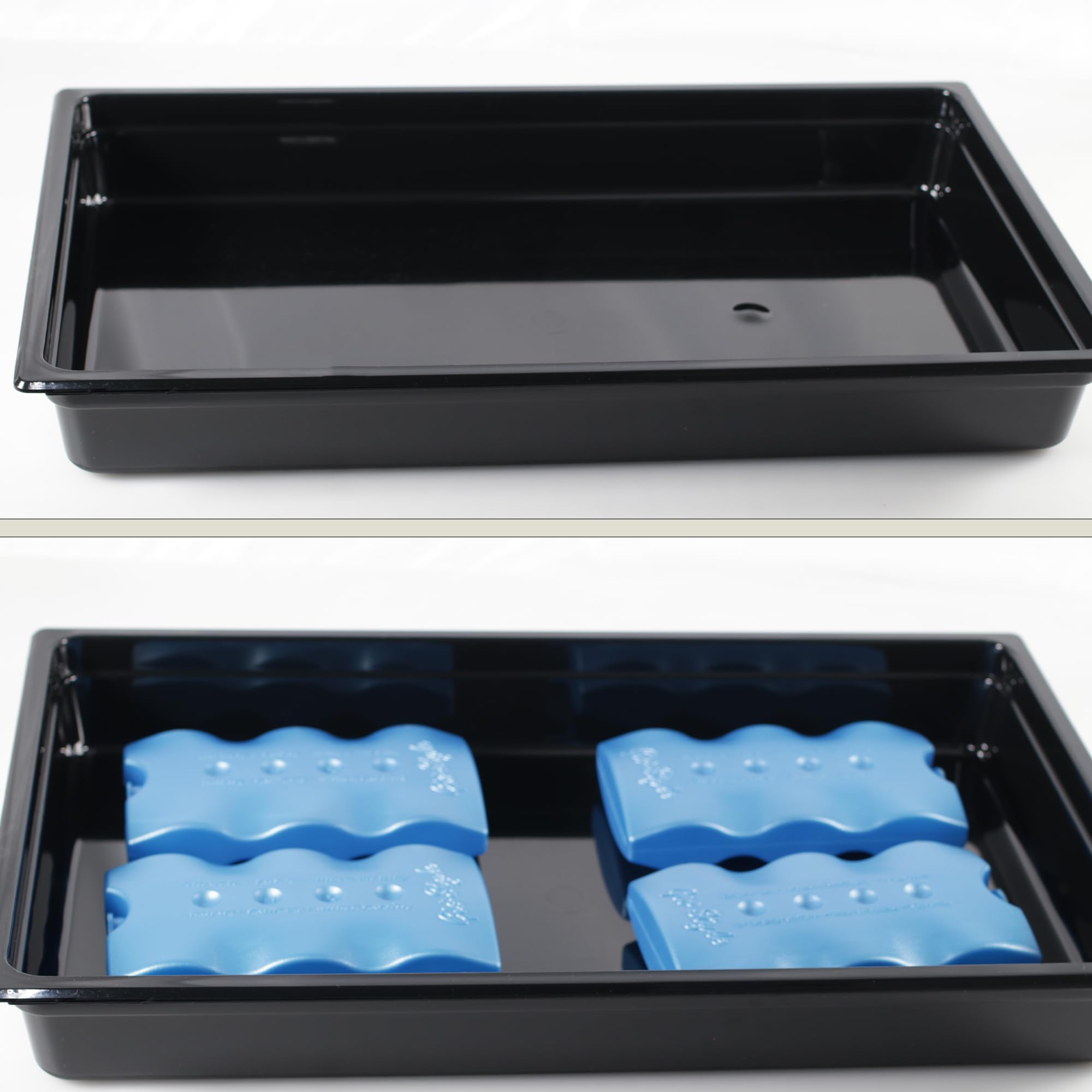 Kerafactum Placa de refrigeración con campana y 4 acumuladores de frío, bandeja para servir con asa, sistema de refrigeración de bufet, sistema de refrigeración GN 1/1, bandeja de acero inoxidable con