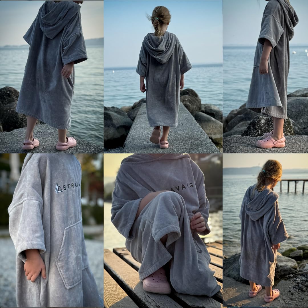 Stravaig Frottee-Poncho für Erwachsene – leicht zu wechselnder Frottee-Bademantel zum Schwimmen, Surfen, Schwimmen in freier Natur, Strand (L-XL)