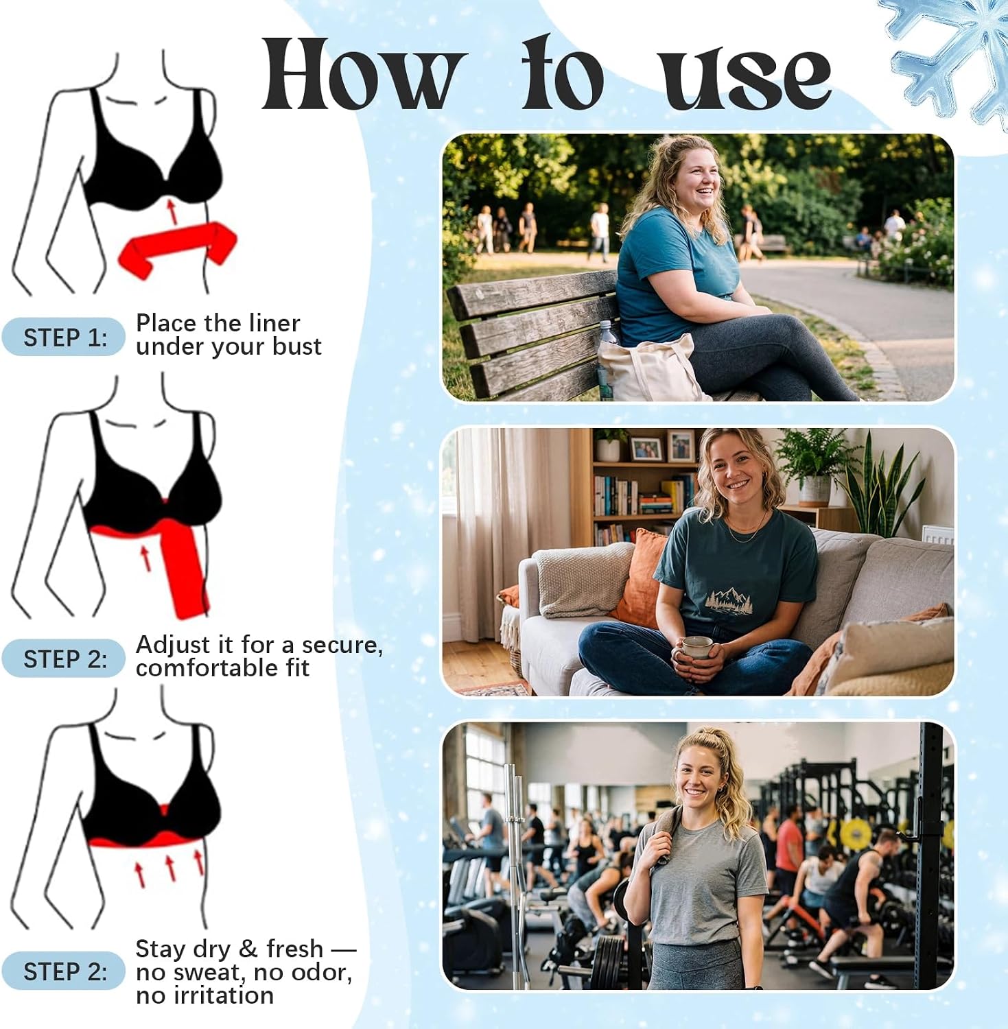 Chicingyou 9-Pack Reusable Cooling Bra Liners for Sweat for Boob Sweat – Under Bust Ice Silk Pads, Wave Design