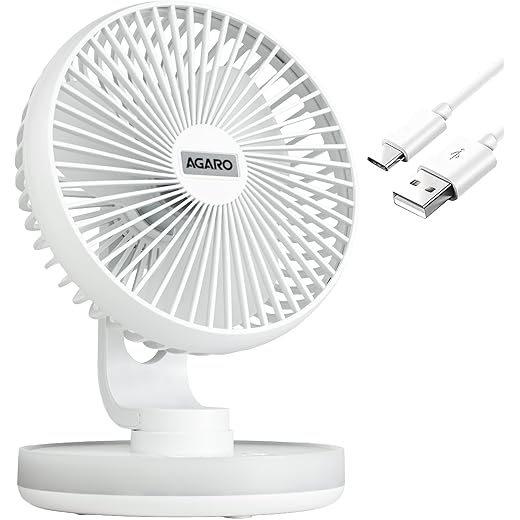 AGARO Alpha Desktop Fan with Light 6 Inches 4 Speeds Oscilla
