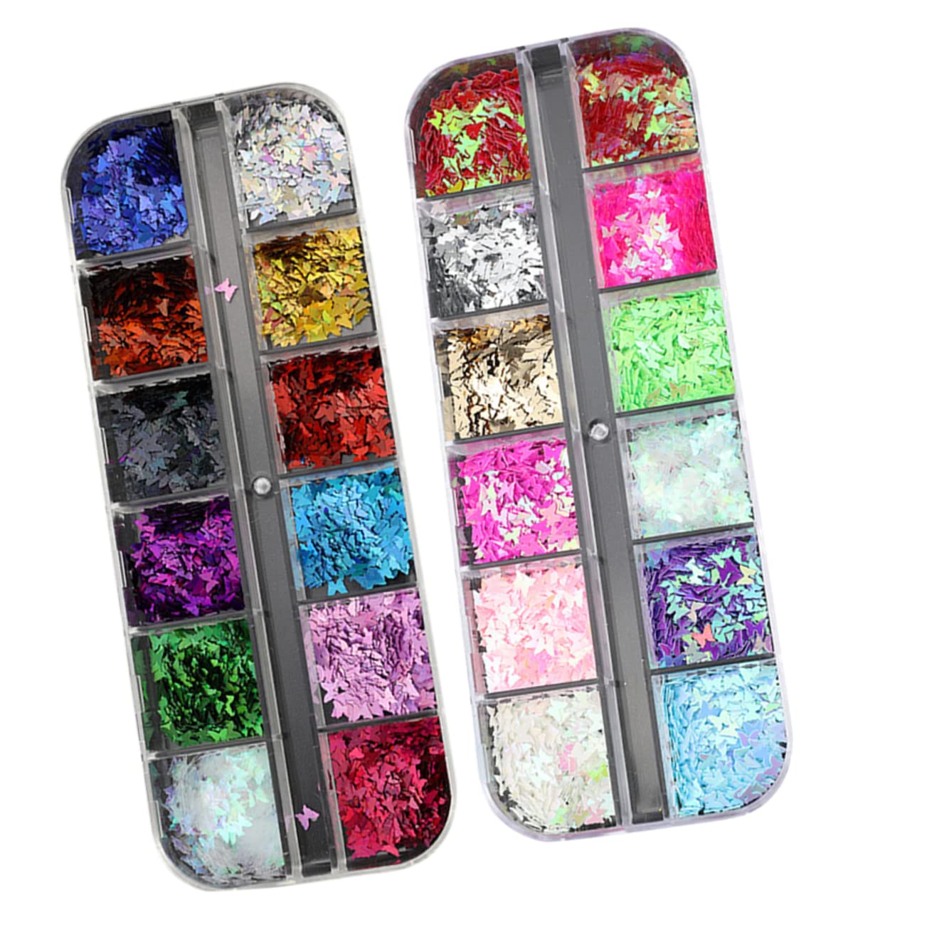 Gogogmee 12 Butterfly Sequins Set Chunky Glitter Boxed Nail Art Glitter Sequins Iridescent for DIY Makeup Dec
