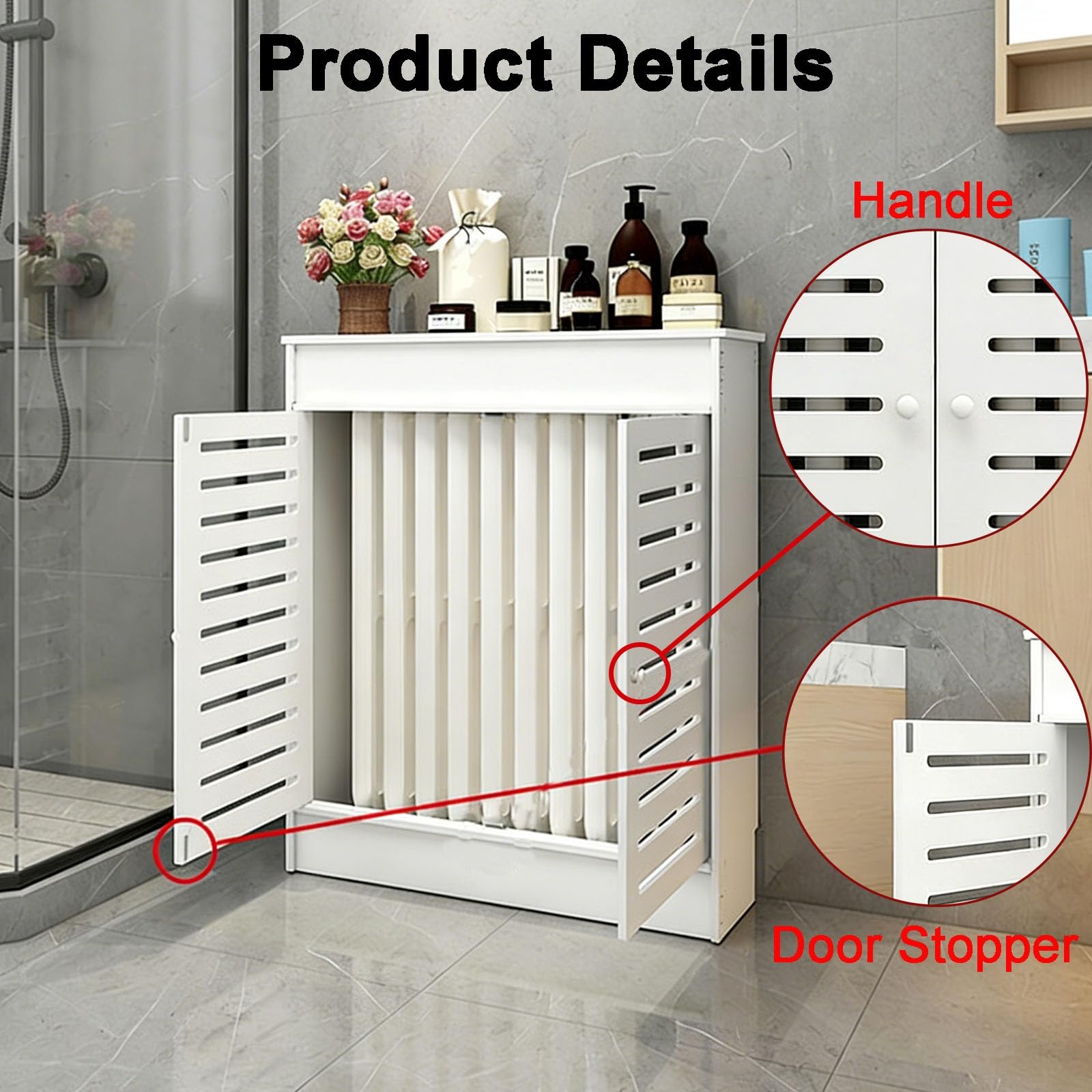 Copertura per termosifone, design a feritoie per uso domestico, mensola topper per soggiorno, ufficio, camera da letto e corridoi, migliora l'arredamento e la funzionalità