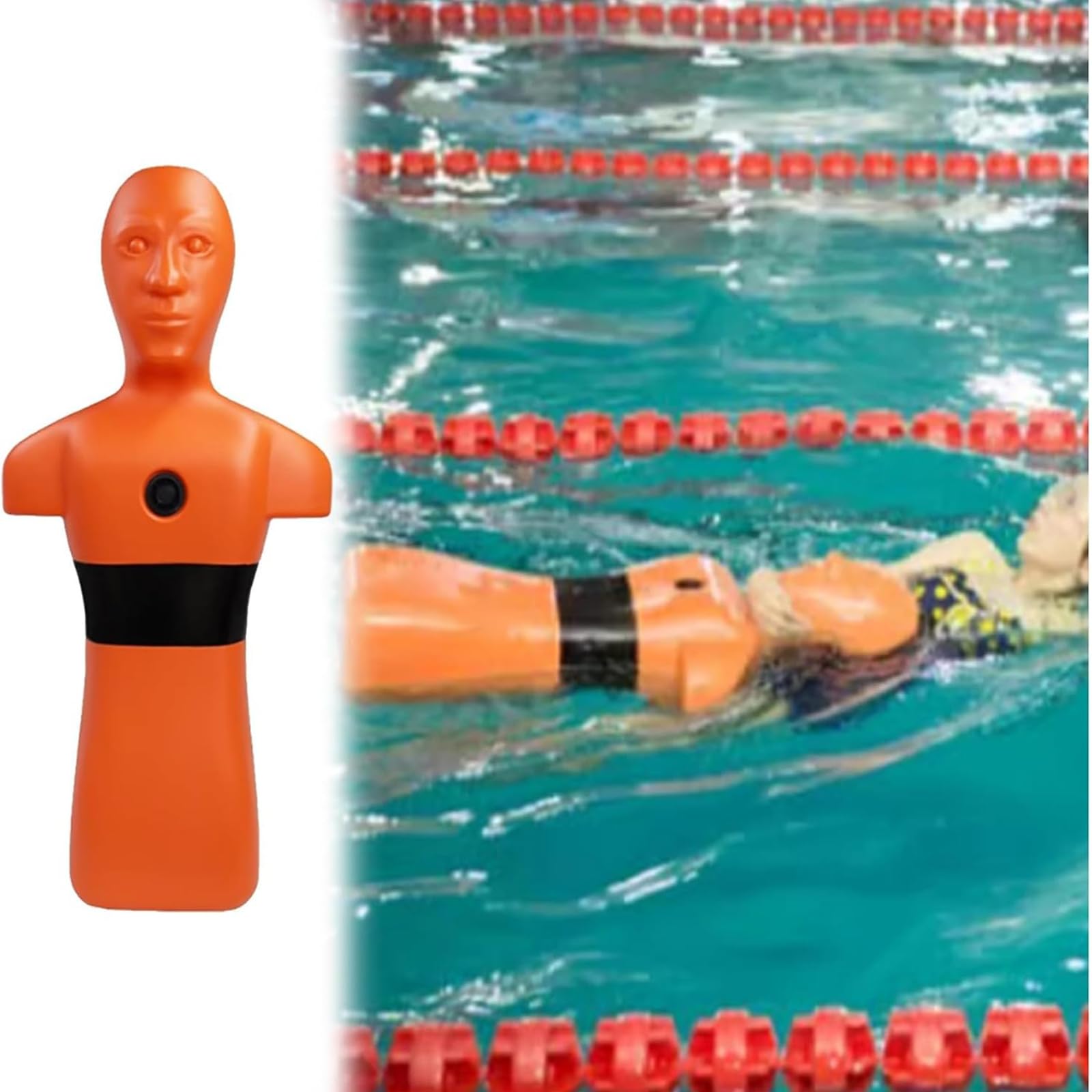 Chupete de entrenamiento de rescate acuático para práctica de prevención de ahogamientos con agujeros de inyección de agua