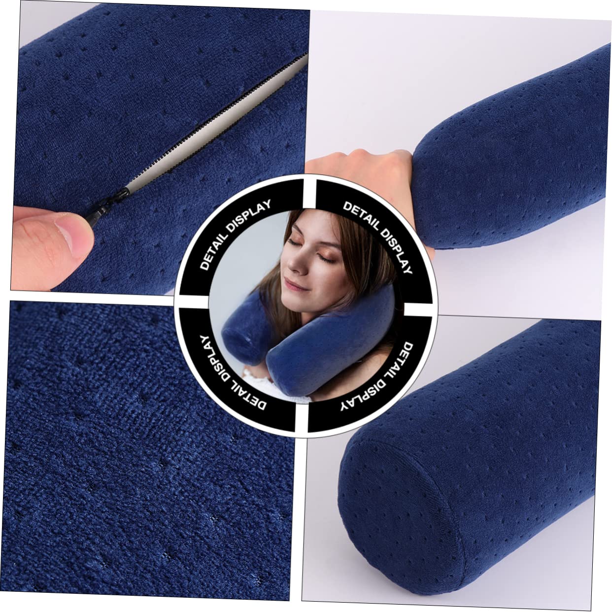 Veemoon Almohada Cervical Cilíndrica Almohadas De Cuerpo Almohada De Viaje- Memoria Cojín De Viaje para El Cuello Esponjas Almohadilla para El Cuello Viajar Espuma De Memoria Cilíndrico
