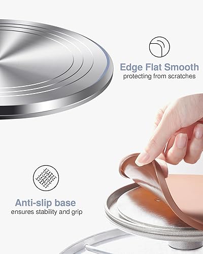 Miniatura 4 de Puroma Tocadiscos para tartas, soporte de aleación de aluminio de 12 pulgadas, kit de decoración de pasteles con 3 espátulas de glaseado y 4 peines