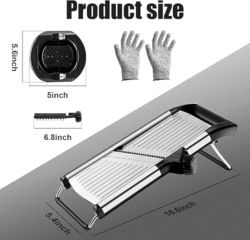 Miniatura 3 de Cortadora de mandolina comercial, cortador de verduras de acero inoxidable, cortador de mandolina antideslizante para cocina, keto, patata, pepino,