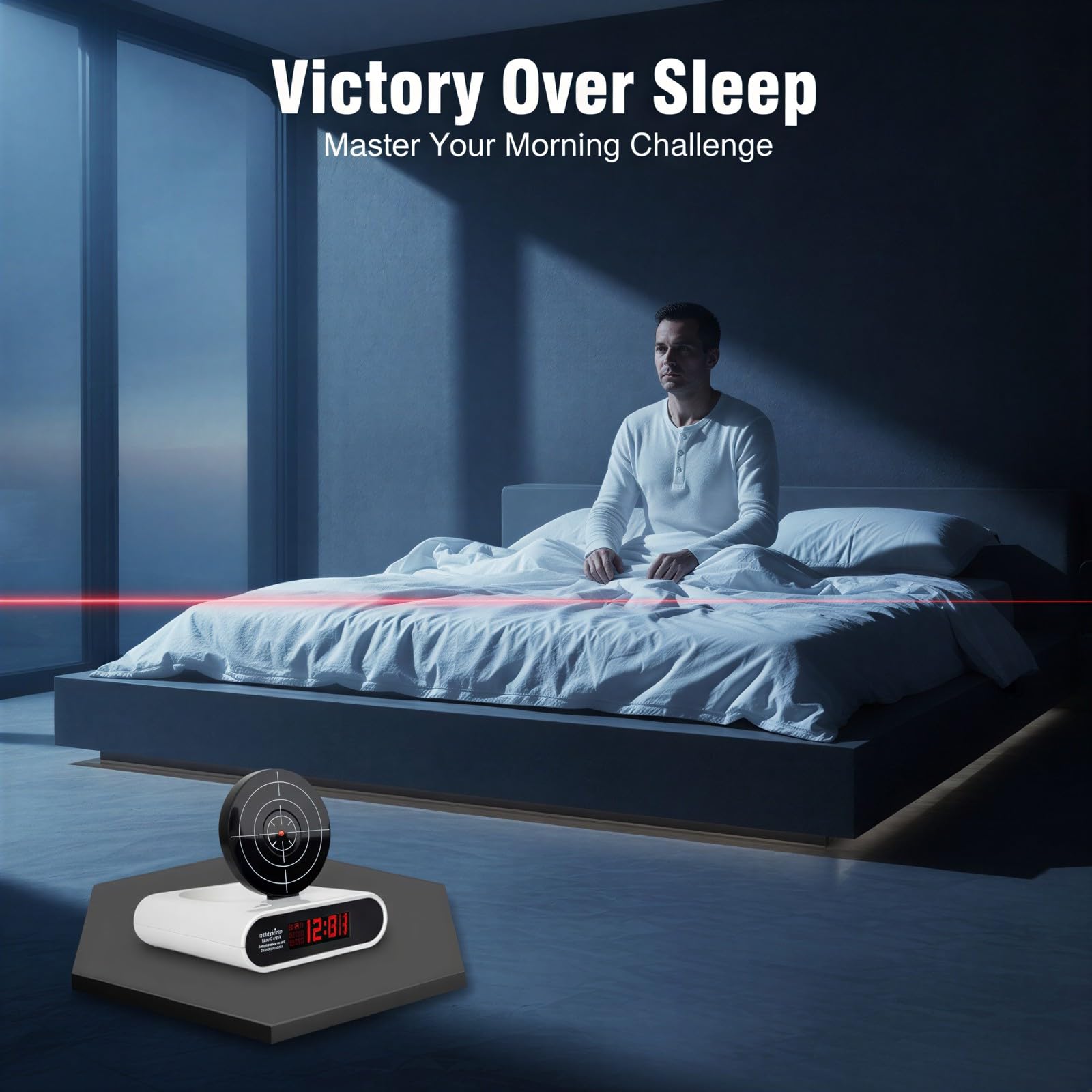 Sveglia digitale con timer per sparatutto con pistola e bersaglio, display a LED, gadget per sveglia, registrazione vocale e doppia modalità, regalo divertente per adulti, camera da letto