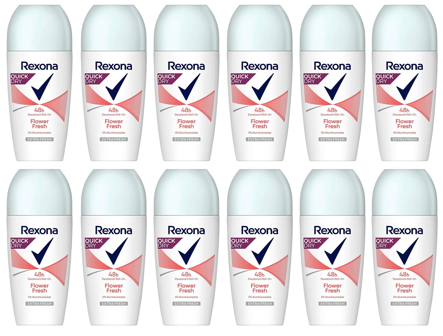 Desodorante Rexona Roll-On Flower Fresh de Rexona que aporta un aroma fresco, ligeramente floral y discreto, protección contra la sudoración intensa y el olor corporal, 50 ml, 0% sales de aluminio (12