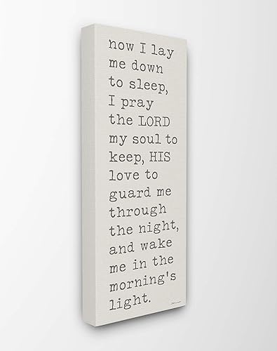 Stupell Industries Now I Lay Me Down to Sleep Typography - Lienzo decorativo para pared, 10 x 24 pulgadas, multicolor