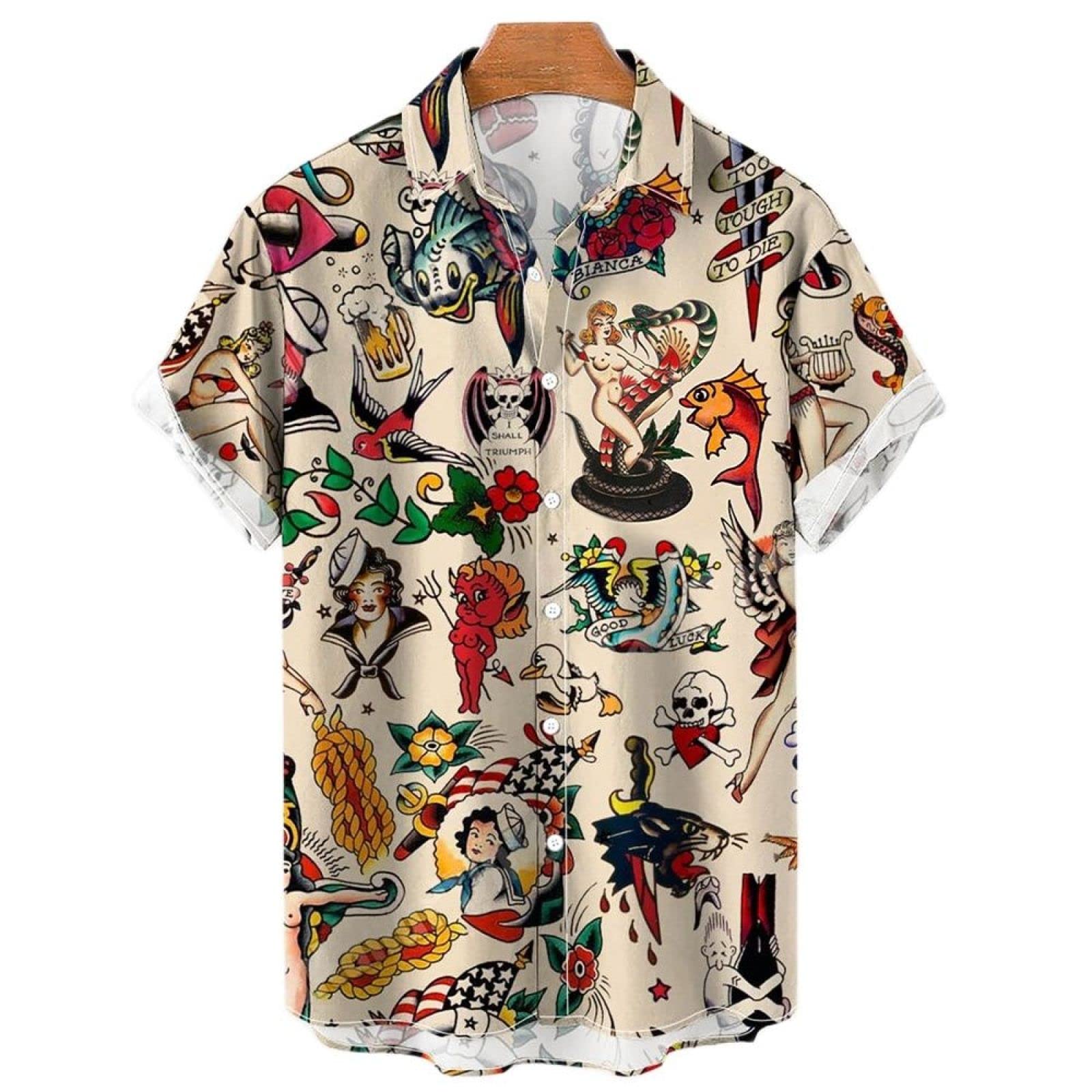 Generic Camisas Hawaianas Estampadas para Hombre, Camisetas De Playa De Manga Corta, Camisas De Gran Tamaño