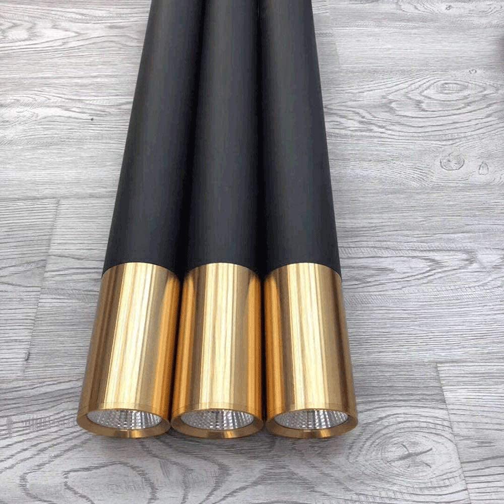 Lampa wisząca LED Cylindryczne lampy sufitowe Klasyczna czerń i złoto Połącz długą rurkę Lampa wisząca Oprawa sufitowa do kuchni Wyspa Jadalnia Sypialnia Lampa cylindryczna Interesting