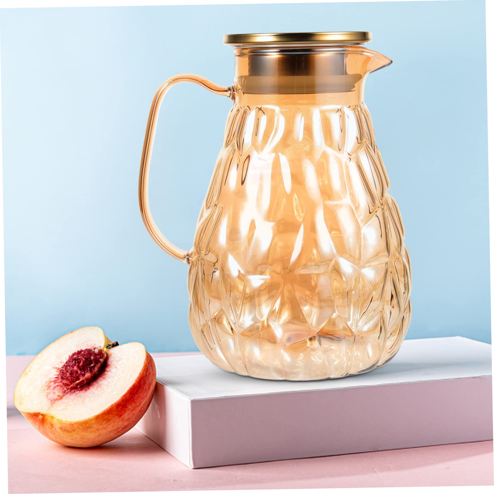 MAGICLULU Glas Wasserkrug 1800ml mit Ausgießer Edelstahl Deckel Leicht zu Reinigen für Kalte Getränke und Gäste