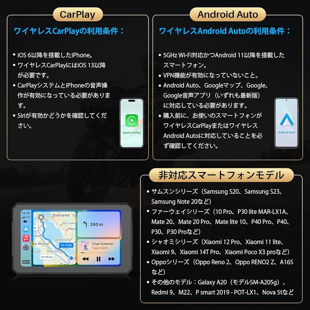 ⑦専用画面 Amazon.co.jp: LEROAADZ モーターサイクルモニター、7インチ大型