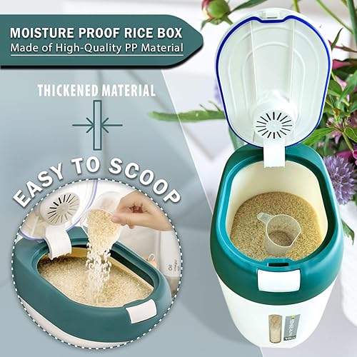 Miniatura 5 de HONEYBUZZ Contenedor de almacenamiento de arroz y granos para arroz, frijoles, cereales o alimentos para perros y gatos y más  Mantiene tu comida