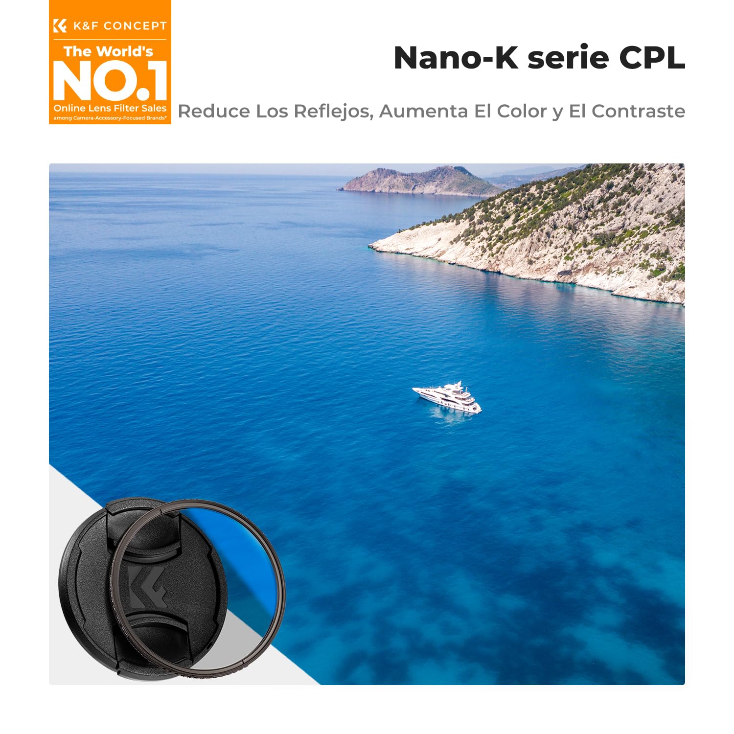 K&F CONCEPT Nano-Klear 77mm Filtro Filtro CPL con Tapa de Lente | Filtro Polarizador Circular de Vidrio Óptico con Revestimiento Nano con Tapa de Lente - FC301