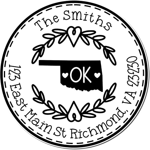 Miniatura 123 de Round State Love - Sello de dirección de devolución para Texas, uso con almohadilla de sello, mango de madera, sello de dirección de Texas