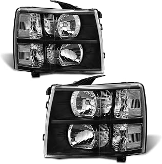 ADCARLIGHTS 2007 2008 2009 2010 2011 2012 2013 2014 Silverado Headlight Assembly for 07-13 Chevy Silverado 1500/07-14 Silverado 2500HD 3500HD Clear Lens Black Housing Clear Reflector Replacement
