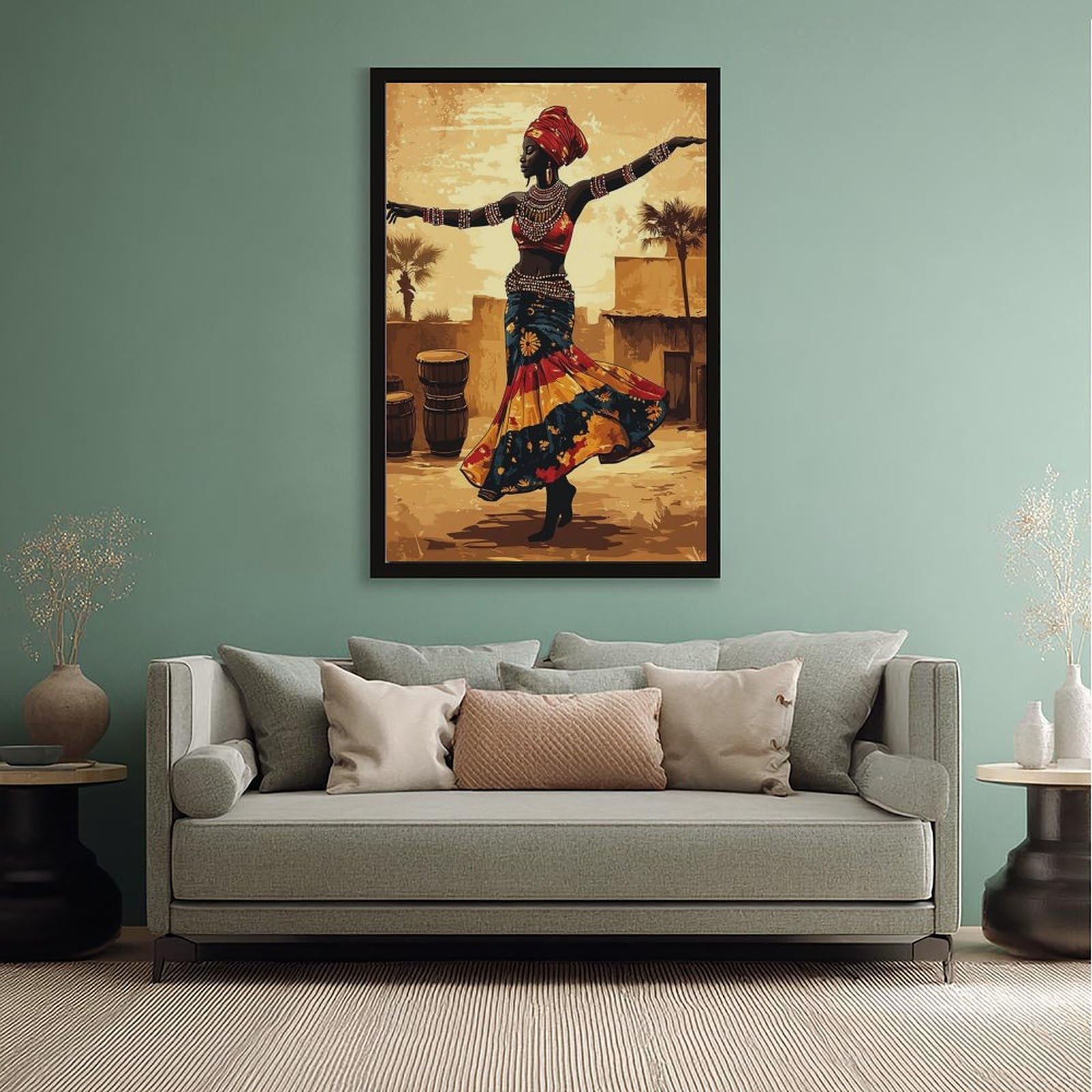 LXWNZE Malian Bambara Dance, poster su tela tradizionale africano festival decorazione camera da letto paesaggio ufficio camera da letto decorazione regalo 40,6 cm L x 61 cm W