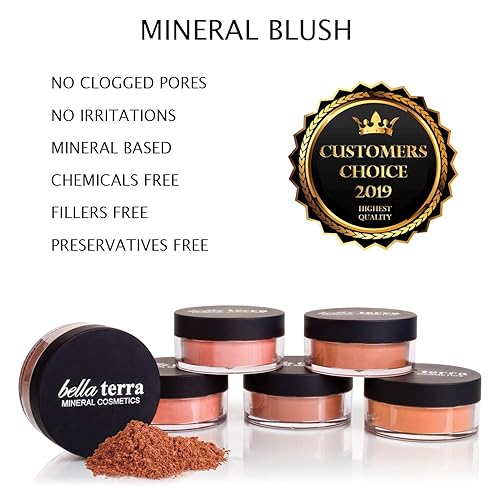 Miniatura 5 de Bellaterra Cosmetics Mineral Loose Blush - Contorneado, de larga duración, iluminador en 5 tonos para todo tipo de piel. 0.32oz (vida sin adulterar)