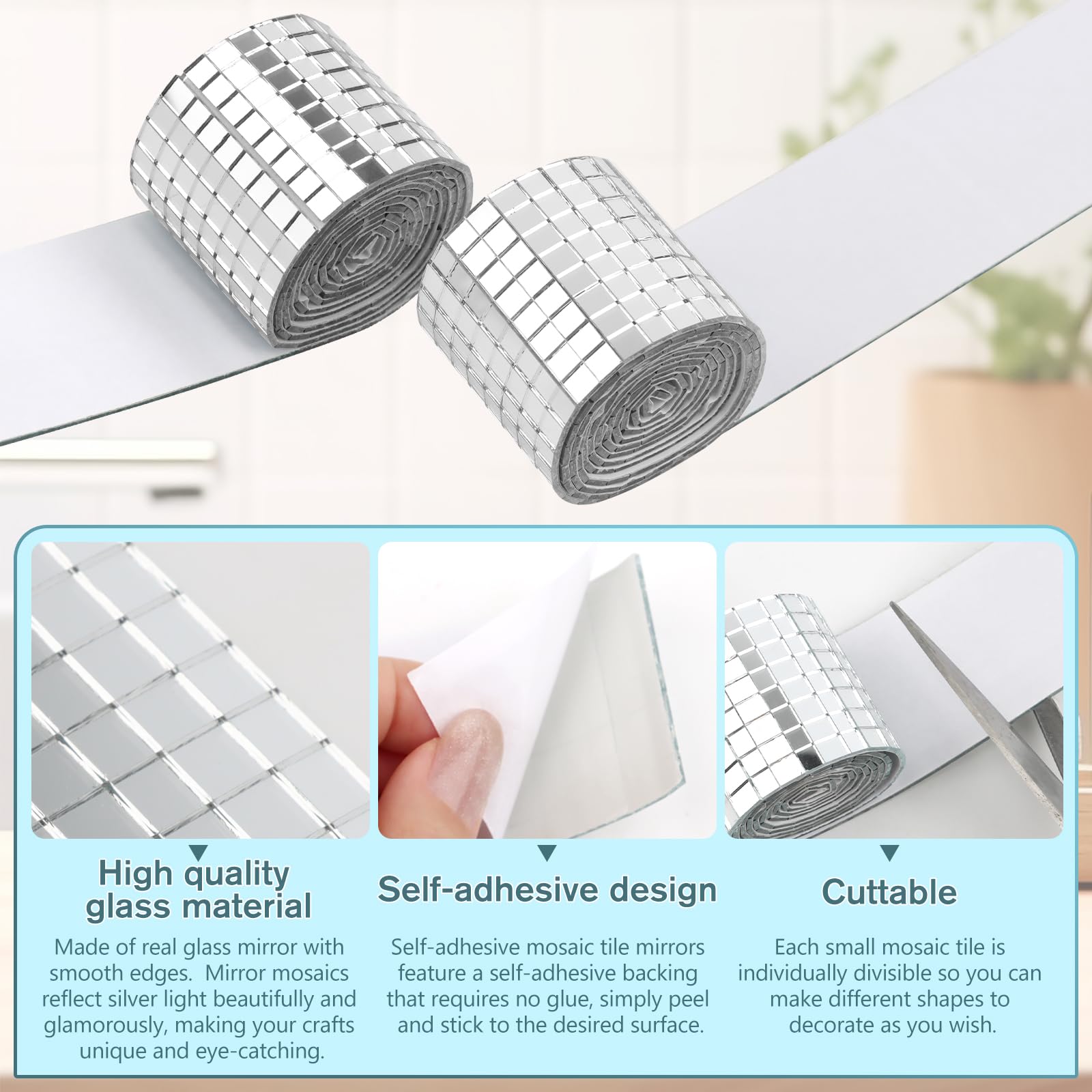 LIQWEI 70 Stück Selbstklebende Spiegelfliesen - Kreative DIY Wanddekoration