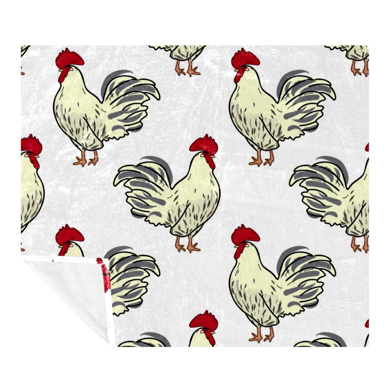 Couverture douce motif coq pour enfants et adultes - Plaid microfibre confort