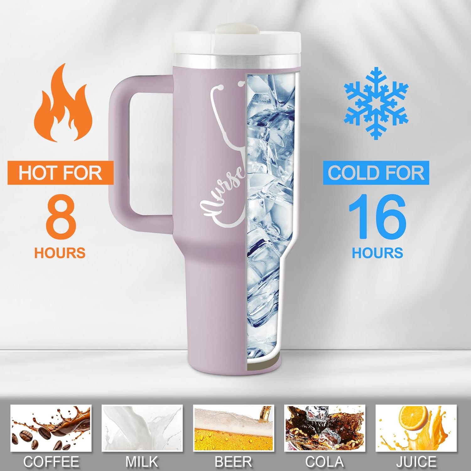 Nurse Gifts for Women, Nursing Student, Nurses Practitioner, Registered Nurses - Nurse Appreciation Gifts from Friends, Family, Coworker - 40oz Travel Cup Insulated Tumbler with Lid & Straw - Image 5
