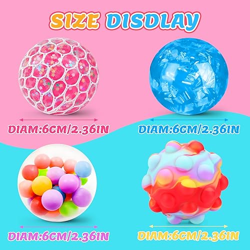 Vista 9 de Juego de bolas para el estrés, bolas estrujables para el estrés, paquete de 8 bolas para aliviar el estrés para adultos, bolas para apretar
