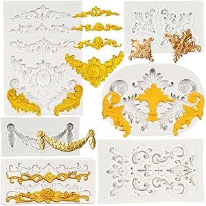 Baroque Scroll Lace Silicone Mold - 3.85x2.2 Inch For Resin, Clay, Jewelry Making, DIY Crafts