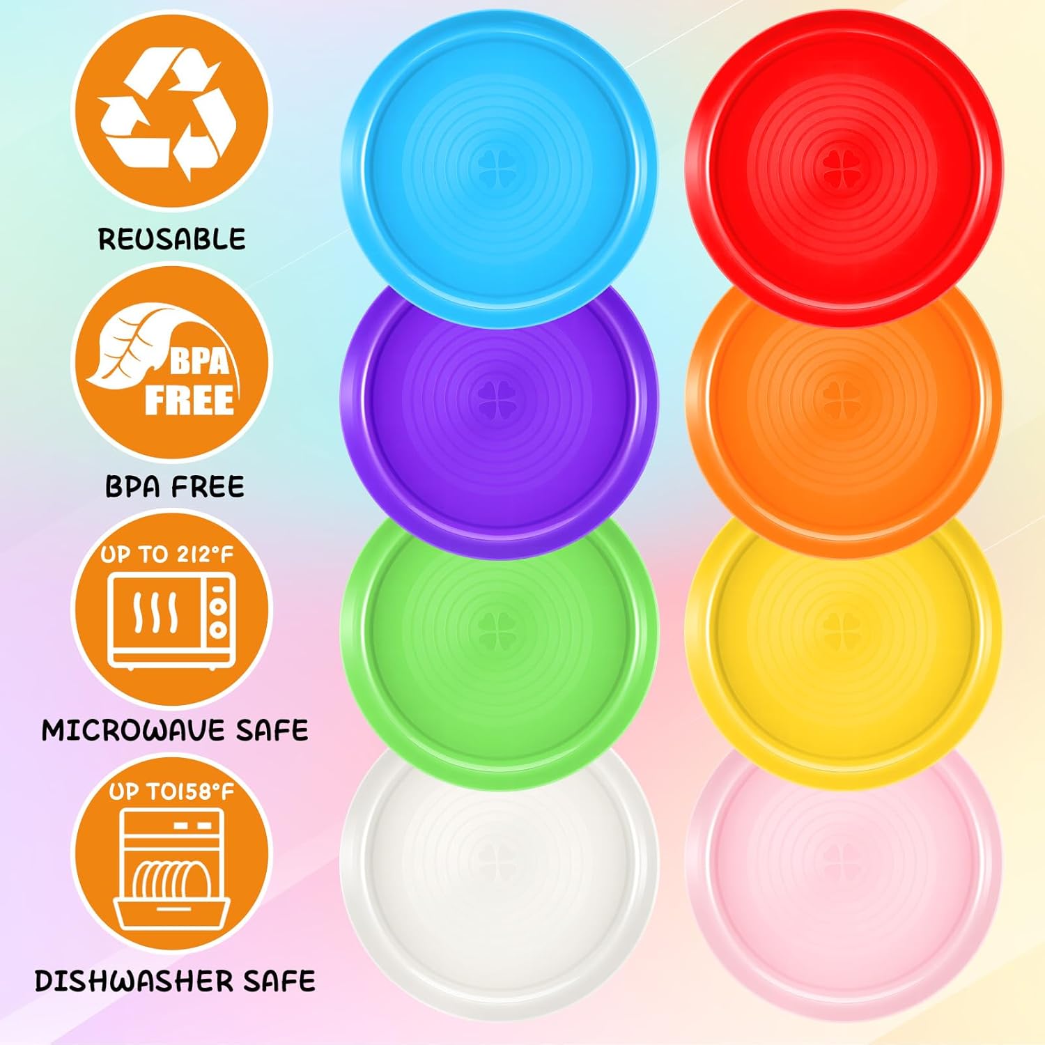 24 Pack 7 Inch Kids Plastic Plates Set, Unbreakable Kid Dinner Plastic Plates Reusable, BPA Free Small Snack Salad Kids Plate for BBQ, Travel, Events, Dishwasher Safe, 8 Colors