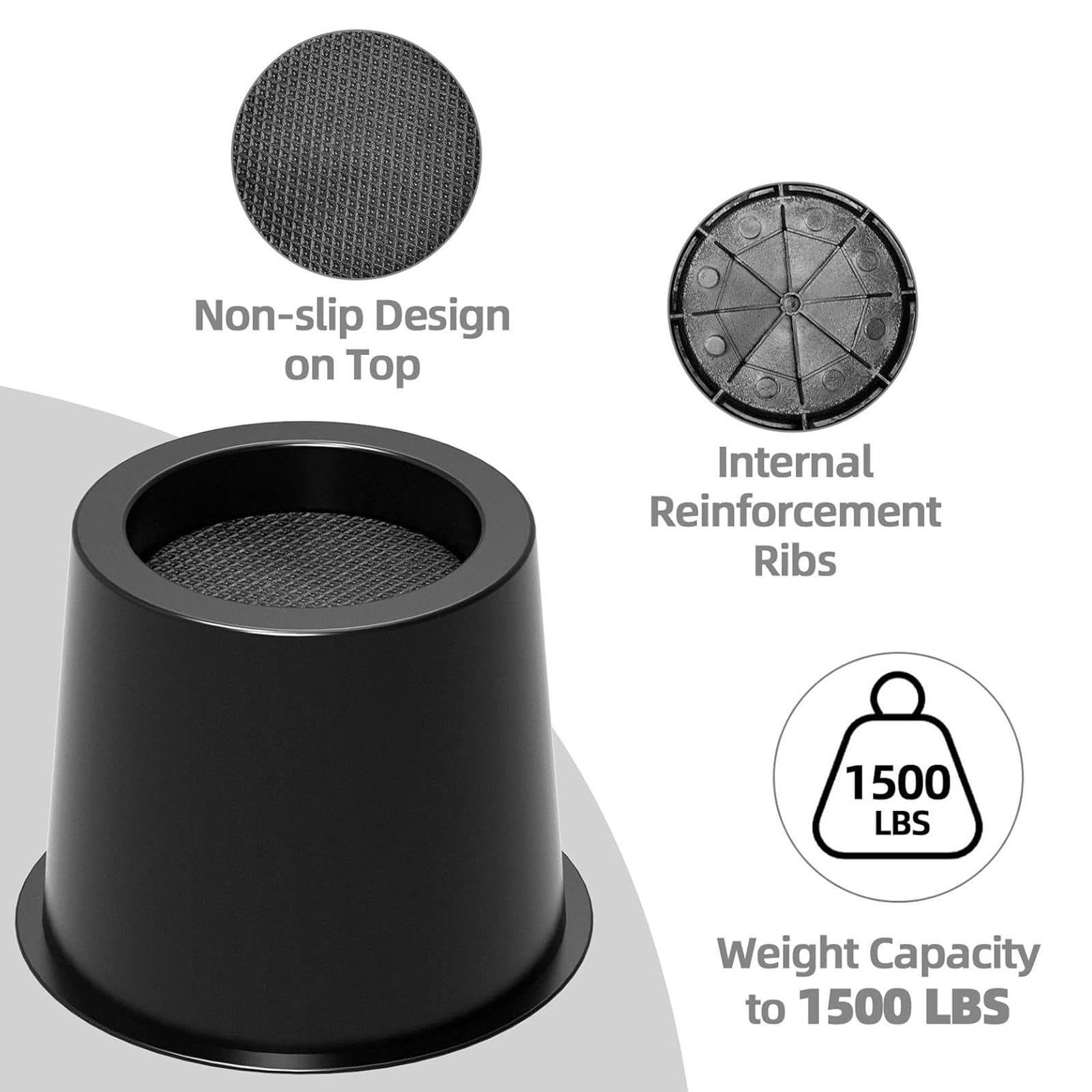 Patas de Cama/elevadores de Sofá para Estructuras de Cama Tipo, Antideslizantes, Ajustables, Redondas, 10 Cm de Alto, para Sofá, 6 Uds., Individual
