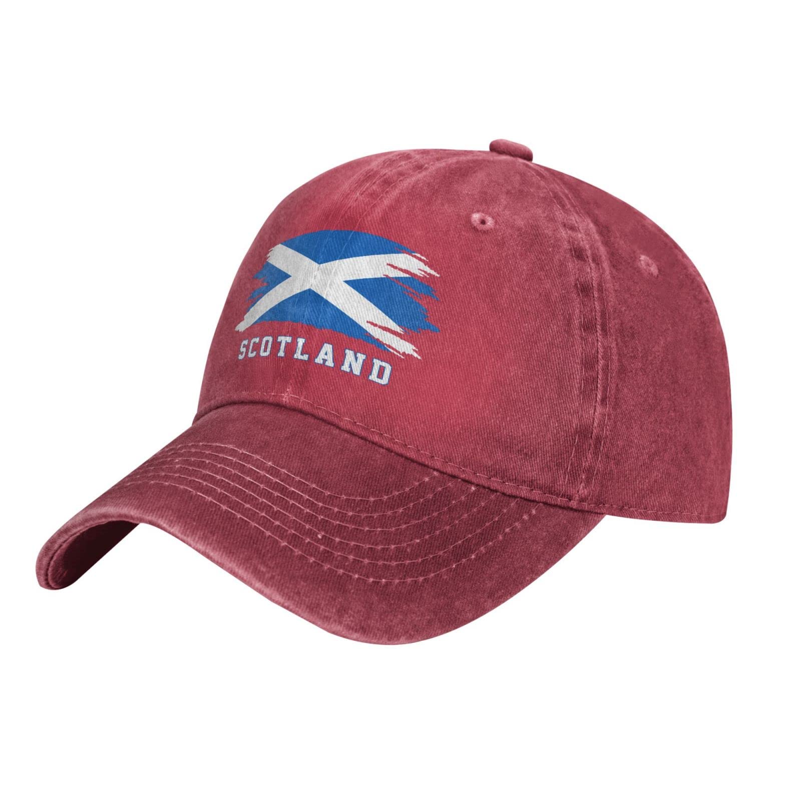 Baaroo Unisex #1055 Red Cool Scotland Flag Scotch Baseball Cap Patriotic Men Vintage Cotton Washed Denim Adult Hats