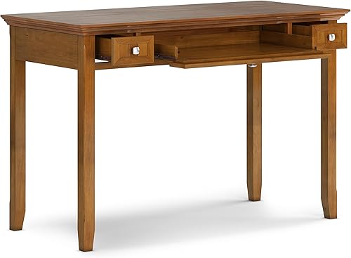 Miniatura 4 de SIMPLIHOME Acadian - Escritorio rústico de madera maciza de 48 pulgadas de ancho en marrón dorado claro, para escritorio de oficina, mesa de