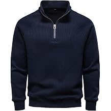 Nuofengkudu Men's 1/4 Zip Pullover Fleece Lined Long Sleeve Stand Collar Sweatshirts Fall Winter Sweaters