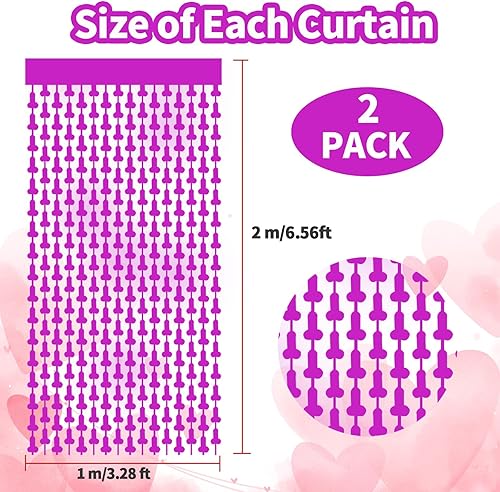 Miniatura 2 de Paquete de 2 cortinas de flecos metálicos de 3.3 x 6.6 pies para suministros de decoración de despedida de soltera, cortinas de oropel brillantes,