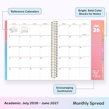 Blue Sky 2026-2027 Weekly & Monthly Academic Planner, 7x9, Rainbow