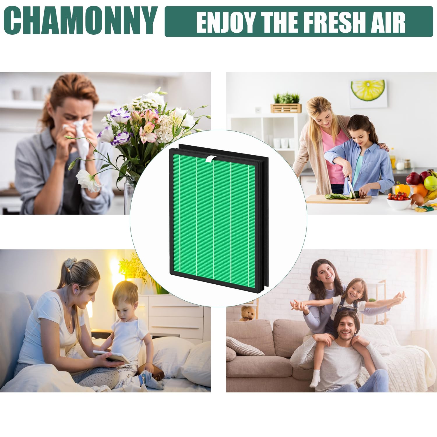 Air Purifier Filter Replacement Kit: 2 filtros HEPA Green True y 8 filtros de carbono activados, compatible con AP-1019C-FP