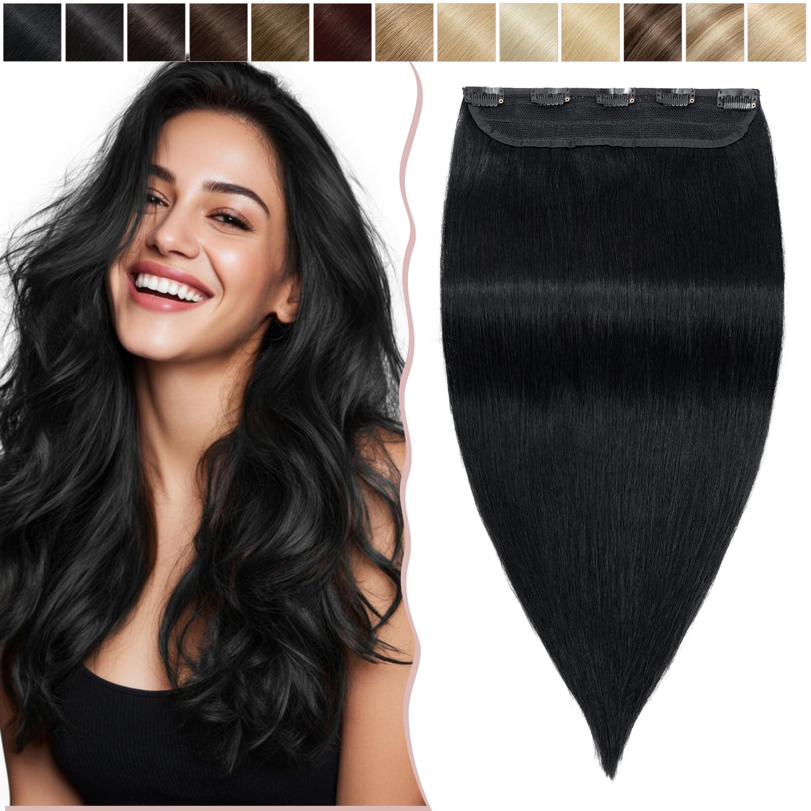 12 inch Clip in Hair Extension Human Hair One Piece 100% Real Remy [#2 Dark Brown] 3/4 Full Head Straight Hair Pieces for Women Invisible Short (40g) — view 58