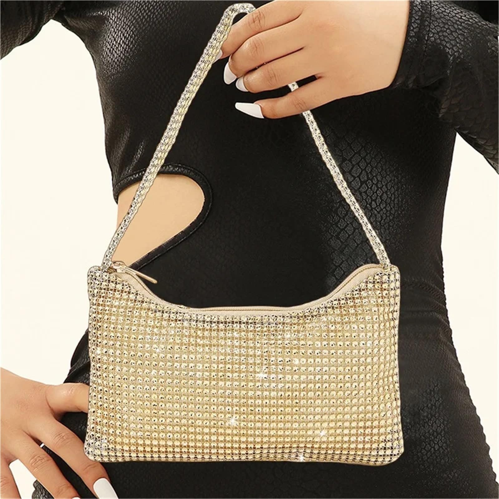 Pochette Da Donna Borsa Sera Bling A Tracolla Con Diamanti Scintillanti For Le Donne Party Club Matrimonio Prom Per Donna(Green)