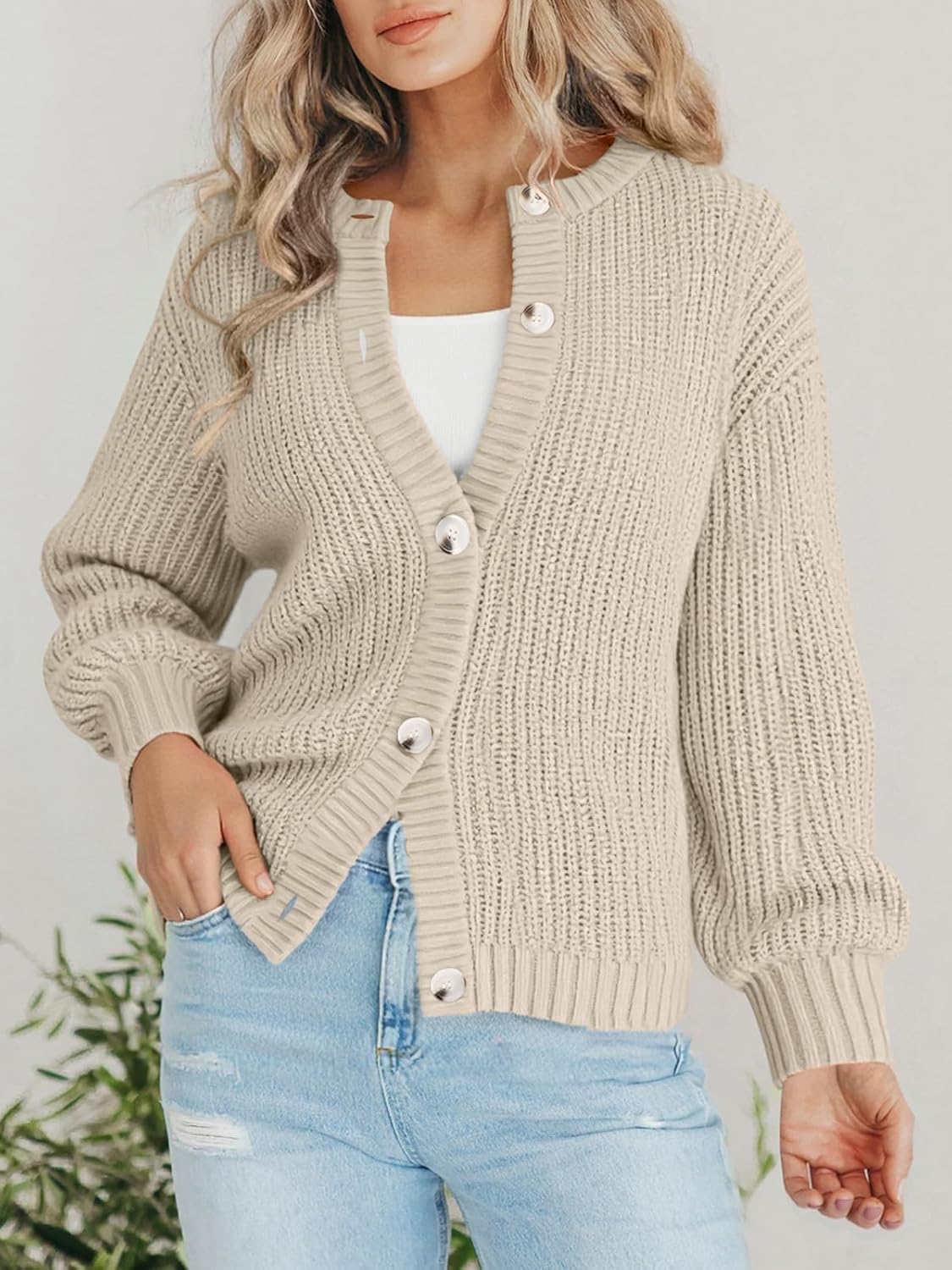 PRETTYGARDEN Womens Spring Cardigan Sweaters Crewneck Long Sleeve Button Open Front Knit Sweater Women Oversized Cardigans - Image 2