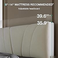 Vista 36 de Novilla Base de cama de plataforma tamaño Queen con cabecera ajustable tapizada, marco de cama Queen, no necesita somier, sin ruido, fácil montaje
