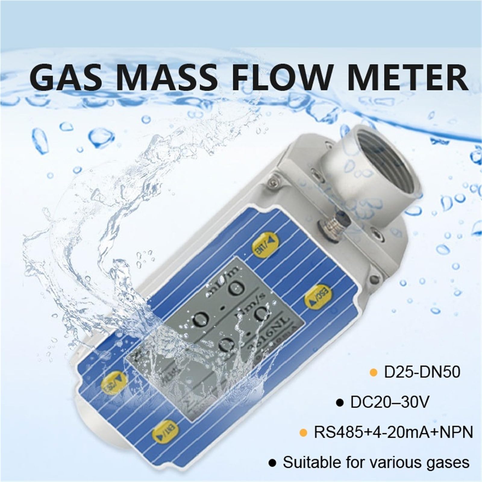 Flussometro, Misuratore di portata massico gas termico compatto con display digitale Sensore in linea DN25-DN4 DC20-30V RS485 4-20mA NPN adatto for(DN32)