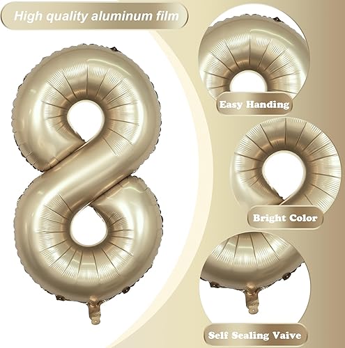 Vista 221 de Globos de 40 pulgadas, globo azul claro número 4, helio autoinflable de aluminio azul bebé para niños de 40 a 15 años, decoraciones de fiesta