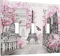 Vista 50 de París Torre Eiffel Arco de Triunfo Paisaje de la Ciudad Europea Rosa 1 Gang Interruptor de Luz Cubierta de Interruptor de Toma Dúplex Placa de pared