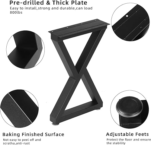 Miniatura 7 de NXN-HOME Patas de mesa de metal de 19 pulgadas de alto para muebles, patas de banco, patas de mesa auxiliar, patas de muebles de bricolaje juego de
