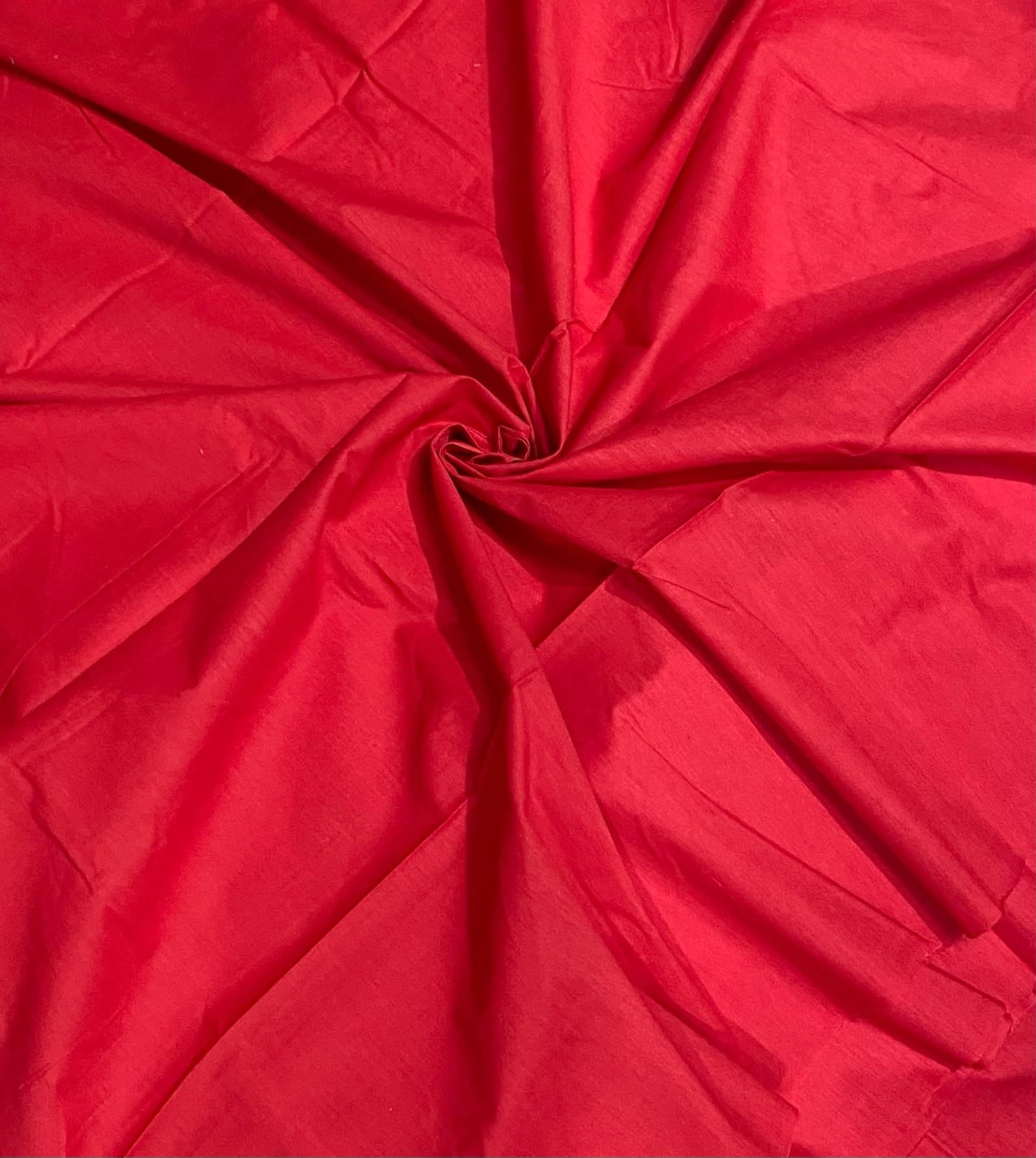 Novato Textiles Plain Polycotton Fabric Dress Craft Material 44" Wide Available in 8 Colours pre Cut (RED, 1 Meter)