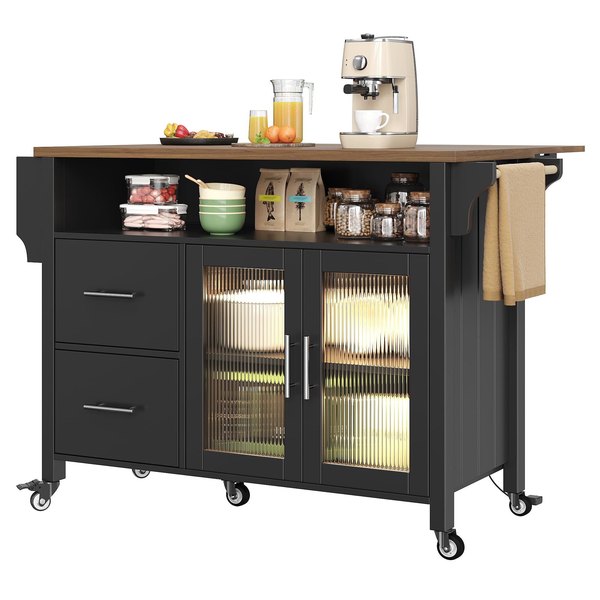 Wyspa kuchenna z MDF, do kuchni i jadalni, czarna, 139 x 40 x 94,5 cm