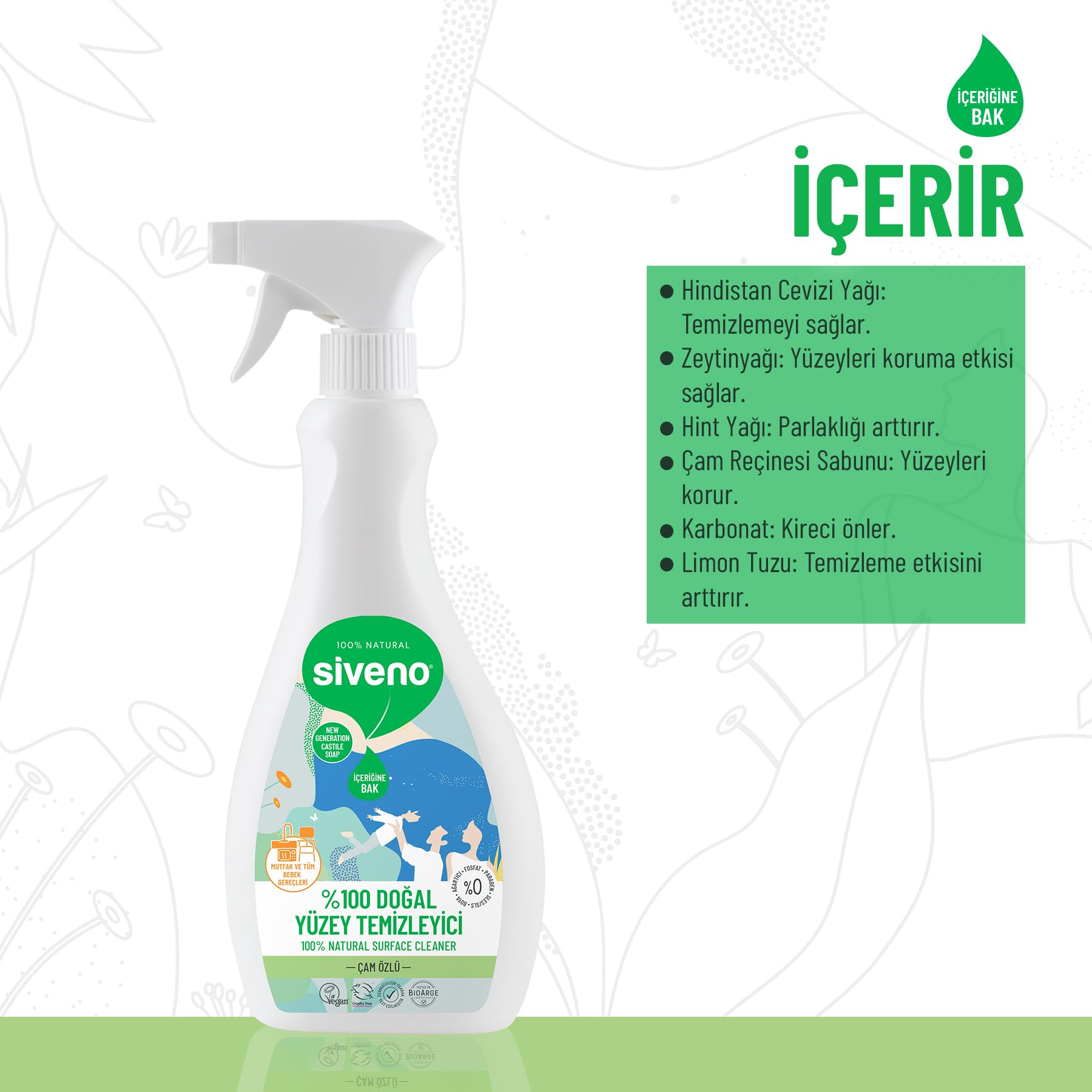 Siveno 500 ml Doğal Yüzey Temizleyici