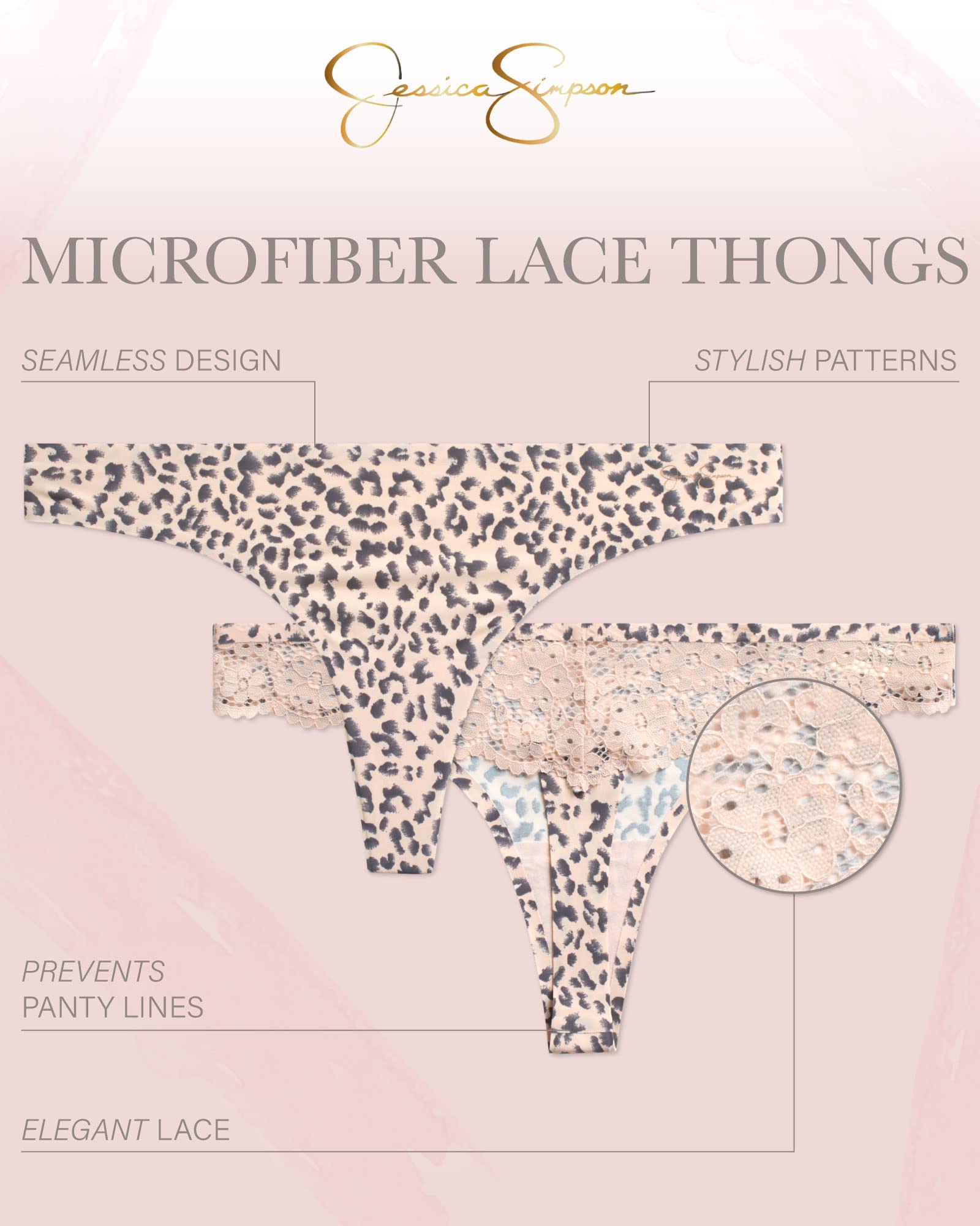 Jessica Simpson Tanga da Donna Traspirante, Mutandine da Donna, in Morbida Microfibra Elasticizzata, Tanga, Confezione da 3
